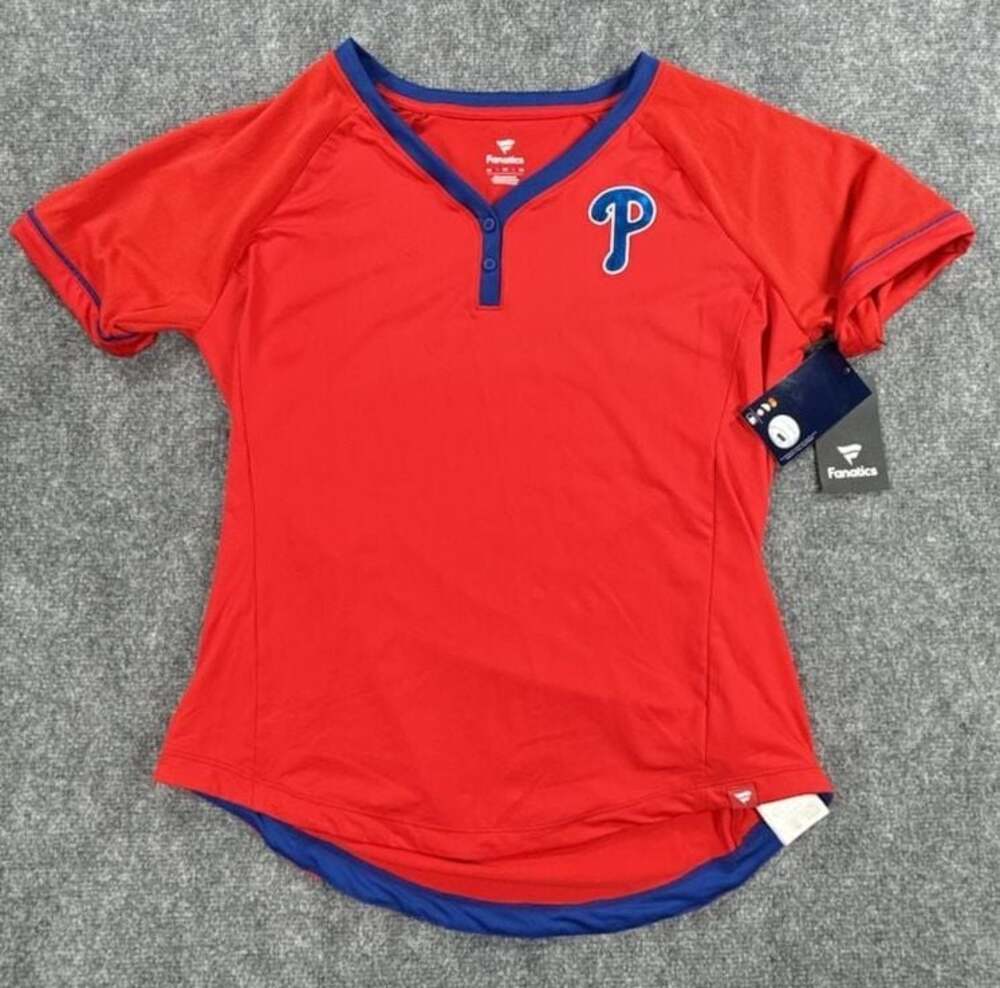 Fanatics Philadelphia Phillies League Diva Star Raglan V-Neck T-Shirt Medium